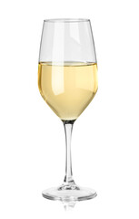 Tasty wine in glass isolated on white