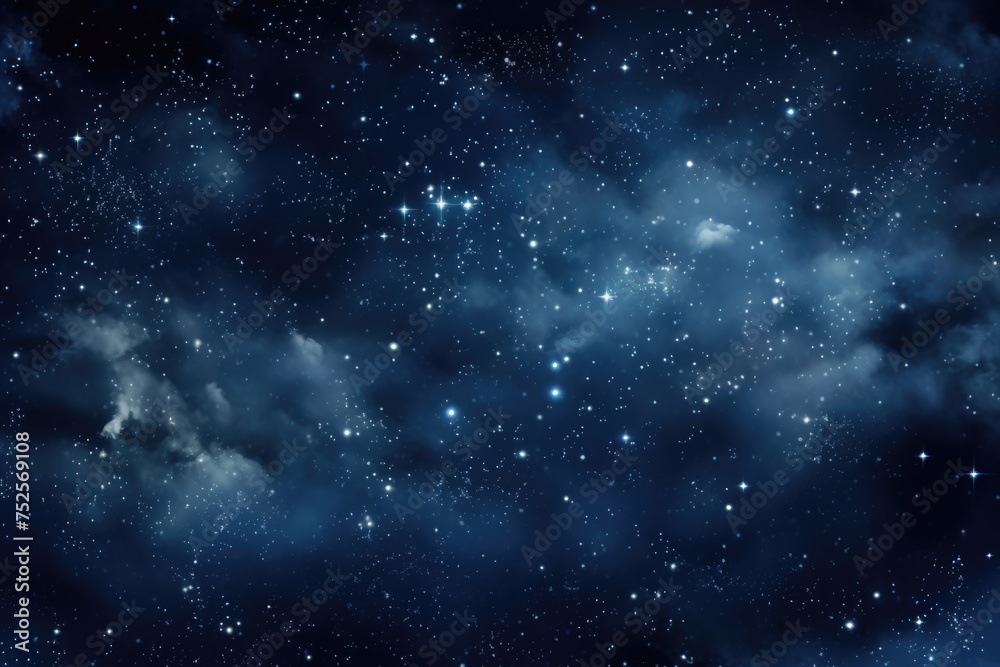 Poster a beautiful night sky with stars and clouds. perfect for backgrounds or astronomy-related designs
