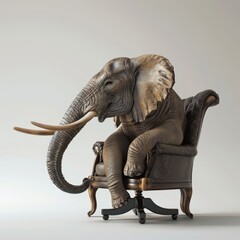 an elephant sitting in a chair