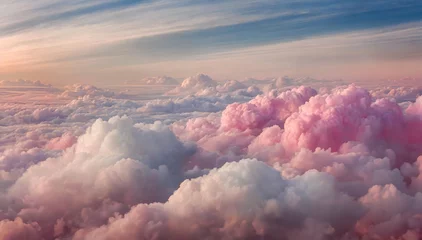 Fototapeten Tło różowe i białe chmury. Niebo abstrakcyjny krajobraz © Iwona
