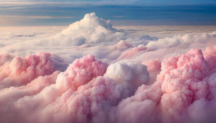 Tło różowe i białe chmury. Niebo abstrakcyjny krajobraz - obrazy, fototapety, plakaty