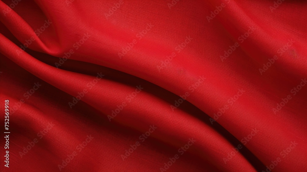 Poster detailed close-up of a vibrant red cloth. perfect for textile backgrounds