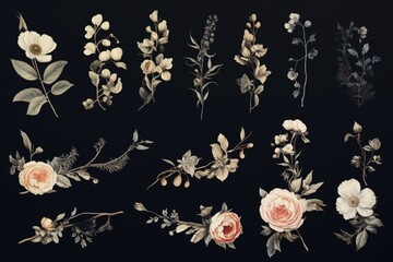 Colorful flowers against a dark backdrop, perfect for various design projects