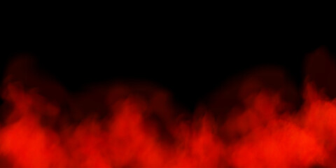 Fog or smoke, red smog cloud on isolated transparent special effect. Vector illustration, morning fog over land or water surface, magic haze.	