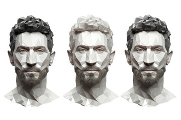 Three different portraits of a man with a beard. Suitable for a variety of projects