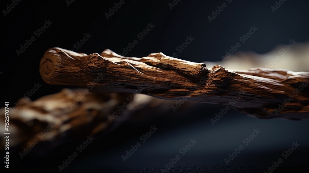 Poster a detailed close-up of a piece of wood on a table. perfect for background or texture use