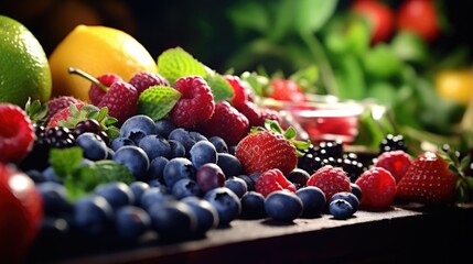 Close-up of assorted fruit on a table, perfect for healthy lifestyle concepts