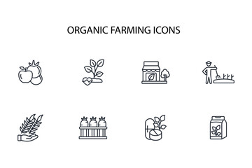 Organic farming icon set.vector.Editable stroke.linear style sign for use web design,logo.Symbol illustration.