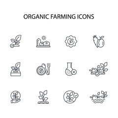 Organic farming icon set.vector.Editable stroke.linear style sign for use web design,logo.Symbol illustration.