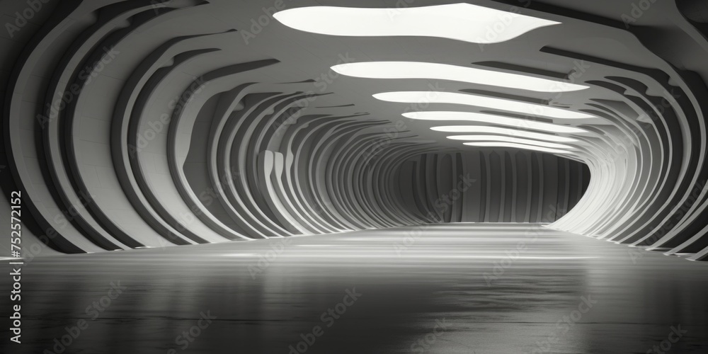 Aufkleber A mysterious tunnel in black and white. Suitable for various projects
