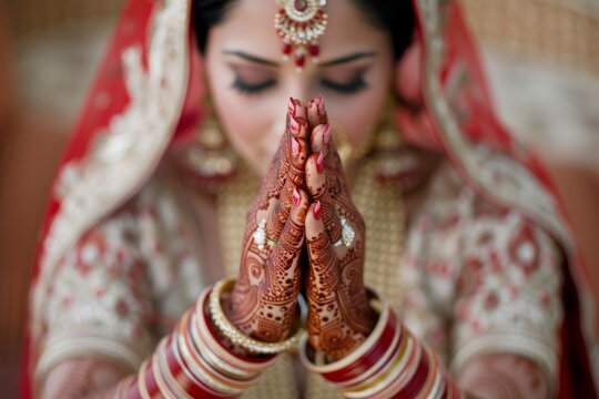 Indian bride participating in henna ring rituals