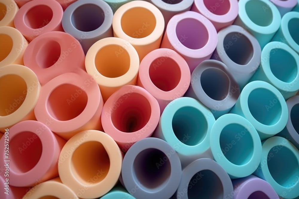 Aufkleber Close up of a variety of different colored cups. Suitable for various concepts and designs