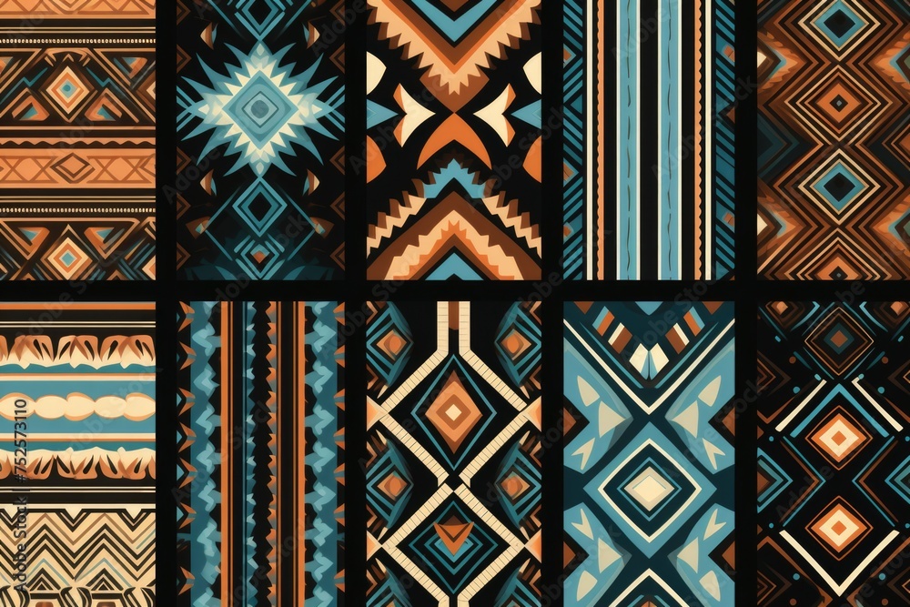 Poster A set of nine different colored patterns. Perfect for various design projects
