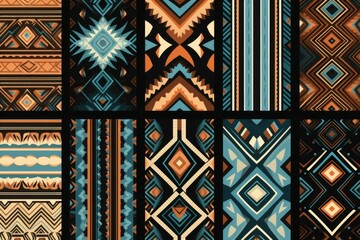 A set of nine different colored patterns. Perfect for various design projects