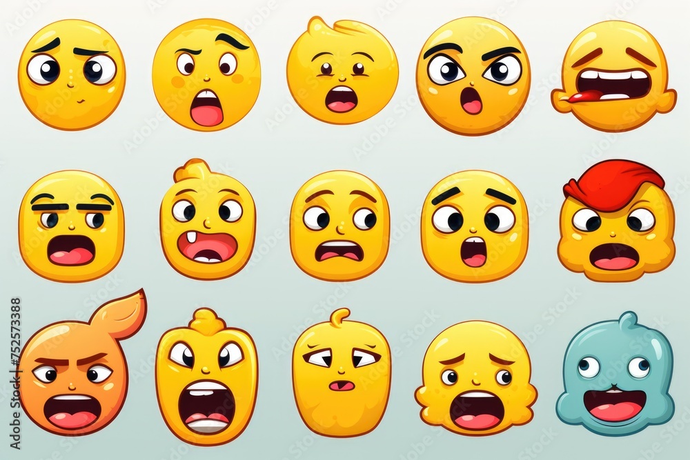 Aufkleber collection of cartoon emoticons with various expressions. ideal for web design and social media