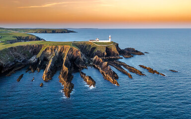 Sunset scene at Galley Head Lighthouse in County Cork Ireland