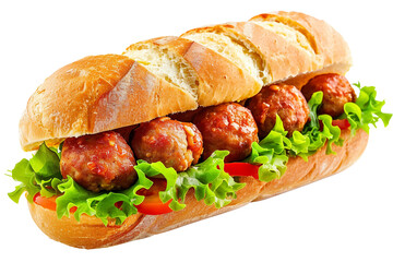 Meatball Sub Sandwich Isolated on a Transparent Background