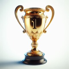 gold trophy cup on white background
