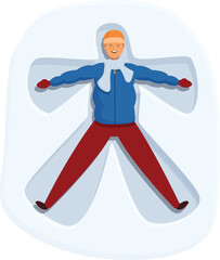 Cool frozen snow angel icon cartoon vector. Snowfall friend. Funny kids play