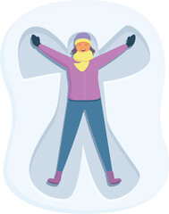 Funny play snow angel icon cartoon vector. Drawing card foot. Nature icy individual