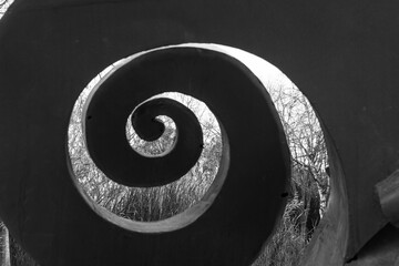 Sculpture of a spiral-shaped snail shell from the Rambleta Park (Valencia-Spain)
