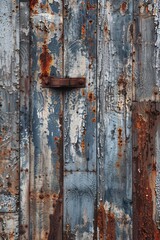 Weathered Zinc Sheets Arranged in Layers, Featuring Rust and Age Signs