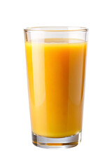 glass of orange juice and orange,  isolated white background - obrazy, fototapety, plakaty