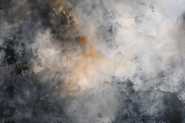 Grauer Rauch auf schwarzem, abstraktem Aquarellhintergrund - obrazy, fototapety, plakaty