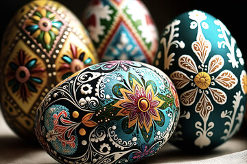 Decorative easter eggs with ornament. - 752579748
