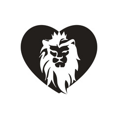Lion heart vector logo design template.