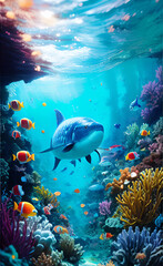 Obraz na płótnie Canvas Colorful Sea Life Animals