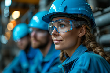 Engineers meticulously designing cutting-edge wind turbines with advanced aerodynamics to harness clean, renewable energy efficiently. Concept of sustainable wind power technology. Generative Ai.