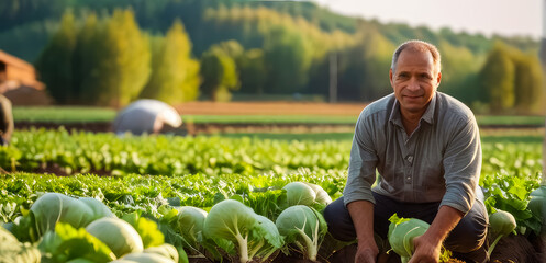 A farmer tending to their crops in a sunlit field, showcasing the dedication of agricultural work.