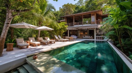 Experience luxury at this cliffside villa with an infinity pool and ocean views. Surrounded by tropical greenery, offering privacy, its the perfect retreat to relax and indulge in natures beauty. 