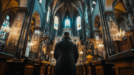 Picture of a man inside a church 