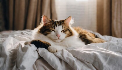 Generated image of cat sleeping on the bed 