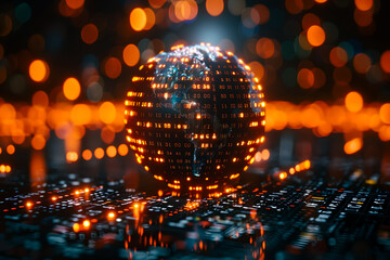 Digital world globe, concept of network and connectivity on Earth, Global social media network