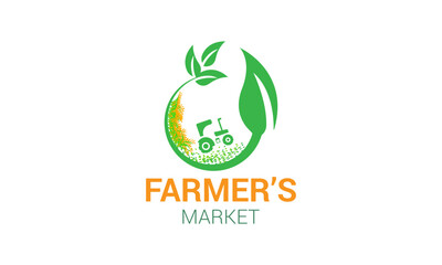 Creative farm logo leaf circle abstract.