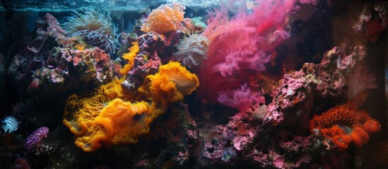 Naklejka na ściany i meble Vibrant and diverse coral reef ecosystem teeming with marine life