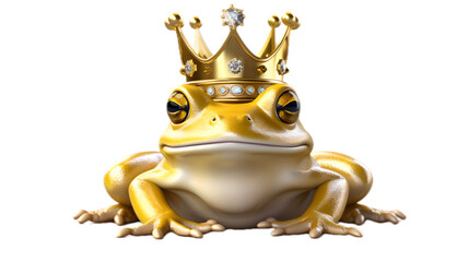 yellow frog with crown isolated on transparent backgroud