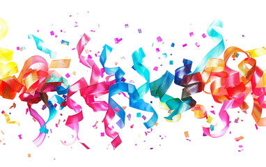 Dynamic Colorful Streamers for Holi Festival Revelry Isolated on Transparent Background PNG.