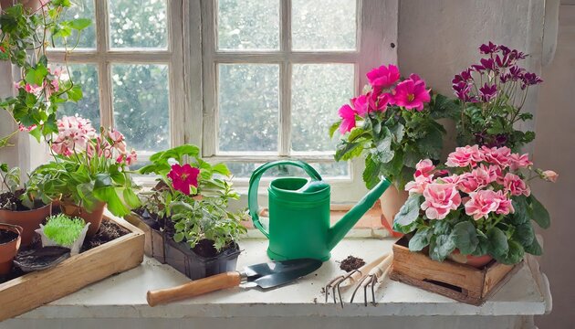 Generated image of gardening on the window