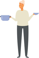 Senior woman cooking icon cartoon vector. Person social aged. Cuisine food
