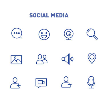 set of social media line vector icons