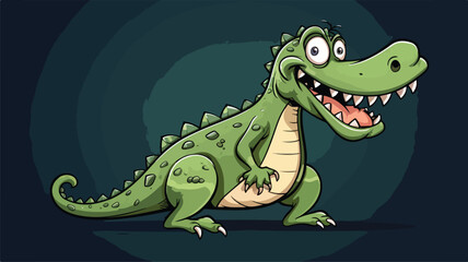 Cartoon doodle crazy alligator freehand draw cartoon