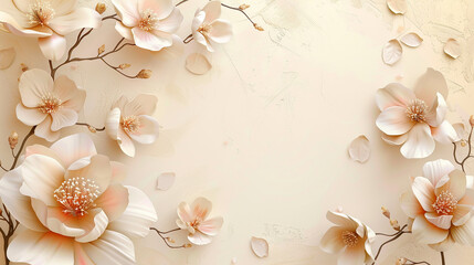 cartão minimalista limpo com flores  - obrazy, fototapety, plakaty