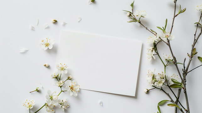 cart&atilde;o minimalista limpo com flores 