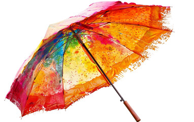 Radiant Holi Colors Adorn Umbrella in Festive Splendor Isolated on Transparent Background PNG.