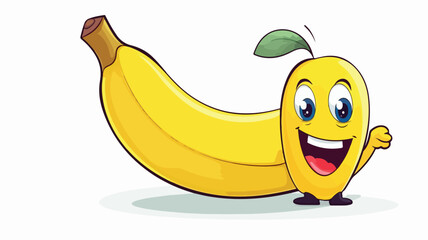 Cartoon happy banana with speech bubble freehand dra