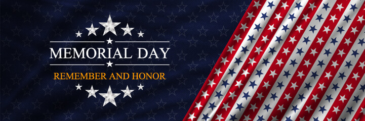 Memorial day background. Remember and Honor. National holiday of the USA with flag of United States. Vector illustration.